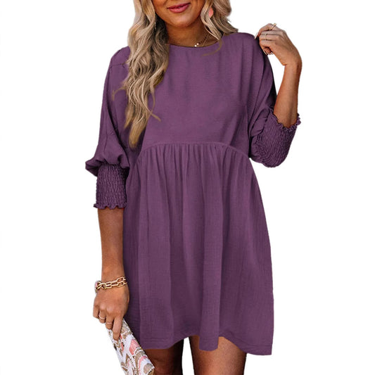 Dame afslappet mini-kjole med løs pasform og flot flæse detalje Stilla