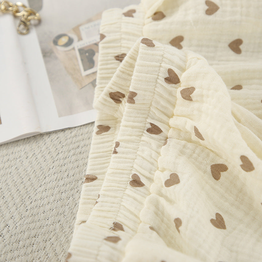 Dame cropped top og shorts-sæt med hjerte-design Stilla