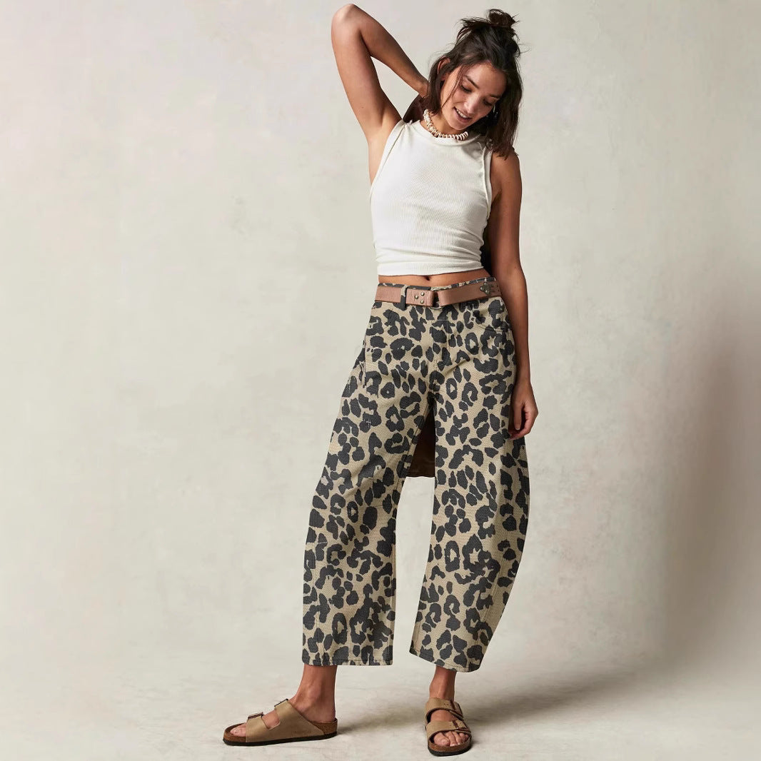 Dame Culottes i trendy leopard-design med høj talje og behagelig pasform Stilla