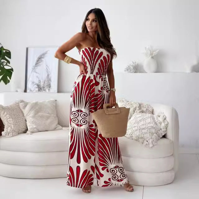 Dame jumpsuit med stilfuld bandeau-udskæring og bred ben Stilla