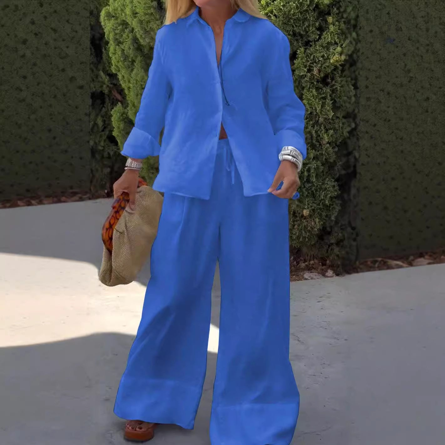 Dame afslappet og luftig loungewear-sæt lavet af blødt stof med løs pasform Stilla