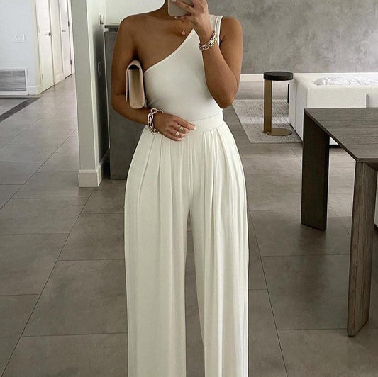 Dame En-sidet Jumpsuit med Plissé-design Stilla