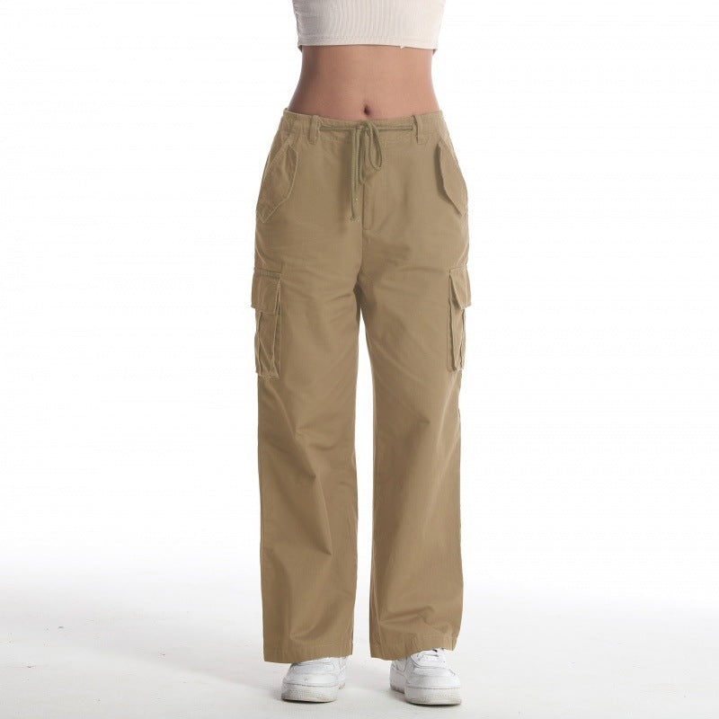 Damer Casual Cargo Bukser med bred pasform og adskillige lommer Stilla