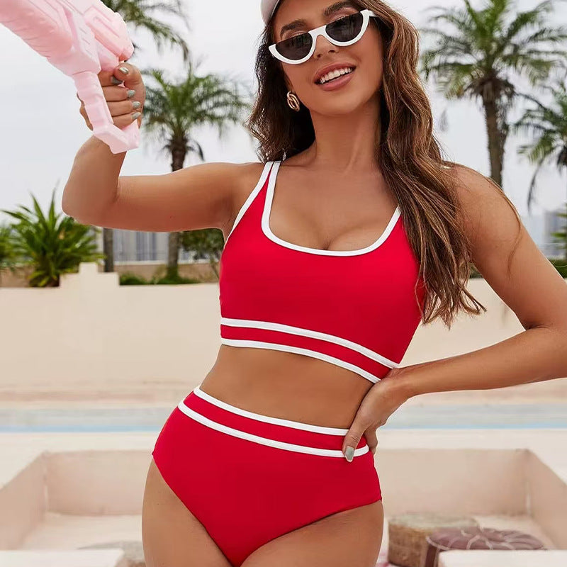 Dame Sporty bikini sæt med høje trusser og brede stropper Stilla