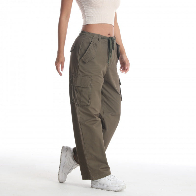 Damer Casual Cargo Bukser med bred pasform og adskillige lommer Stilla
