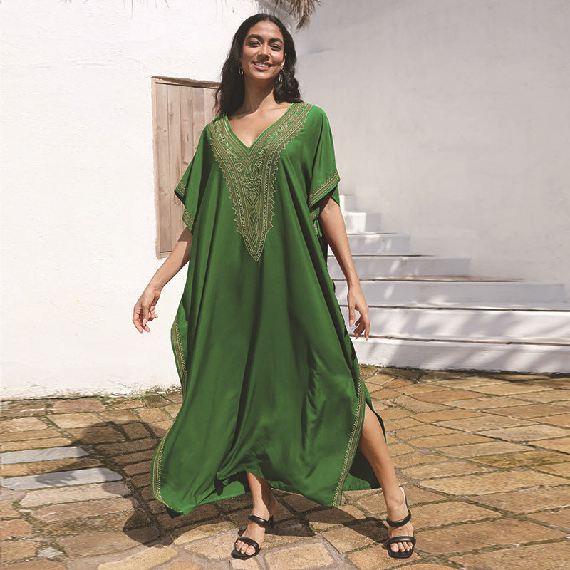 Dame elegant Kaftan med kunstneriske broderier Stilla