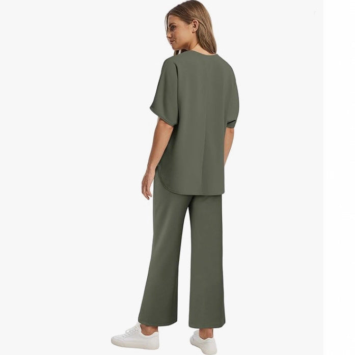 Dame afslappet lounge-sæt med behagelig elastisk linning og sidelommer Stilla