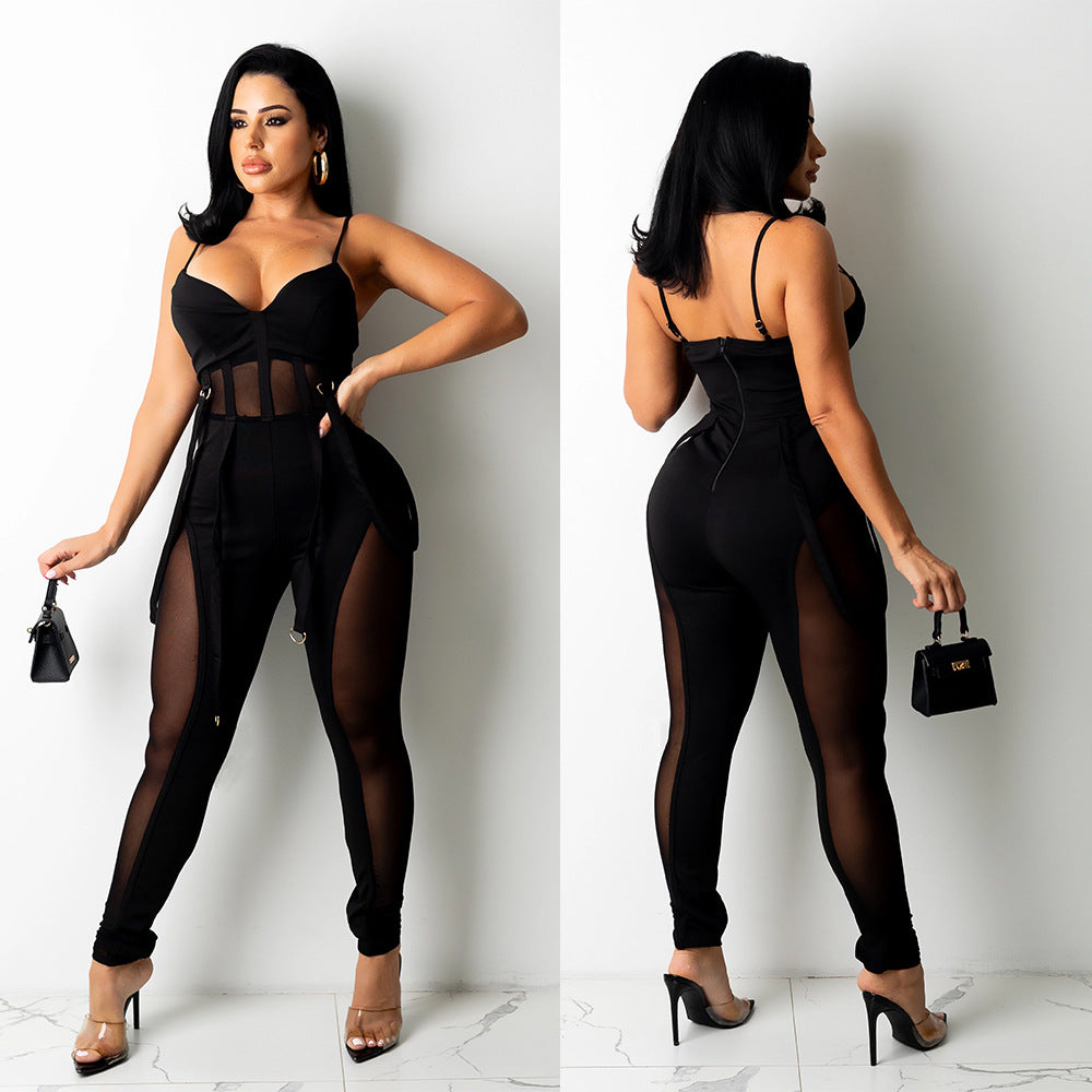 Dame Mesh-panel Jumpsuit Stilla
