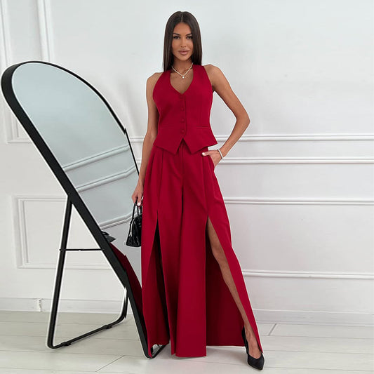 Dame jumpsuit med elegant V-udskæring og sidelommer Stilla
