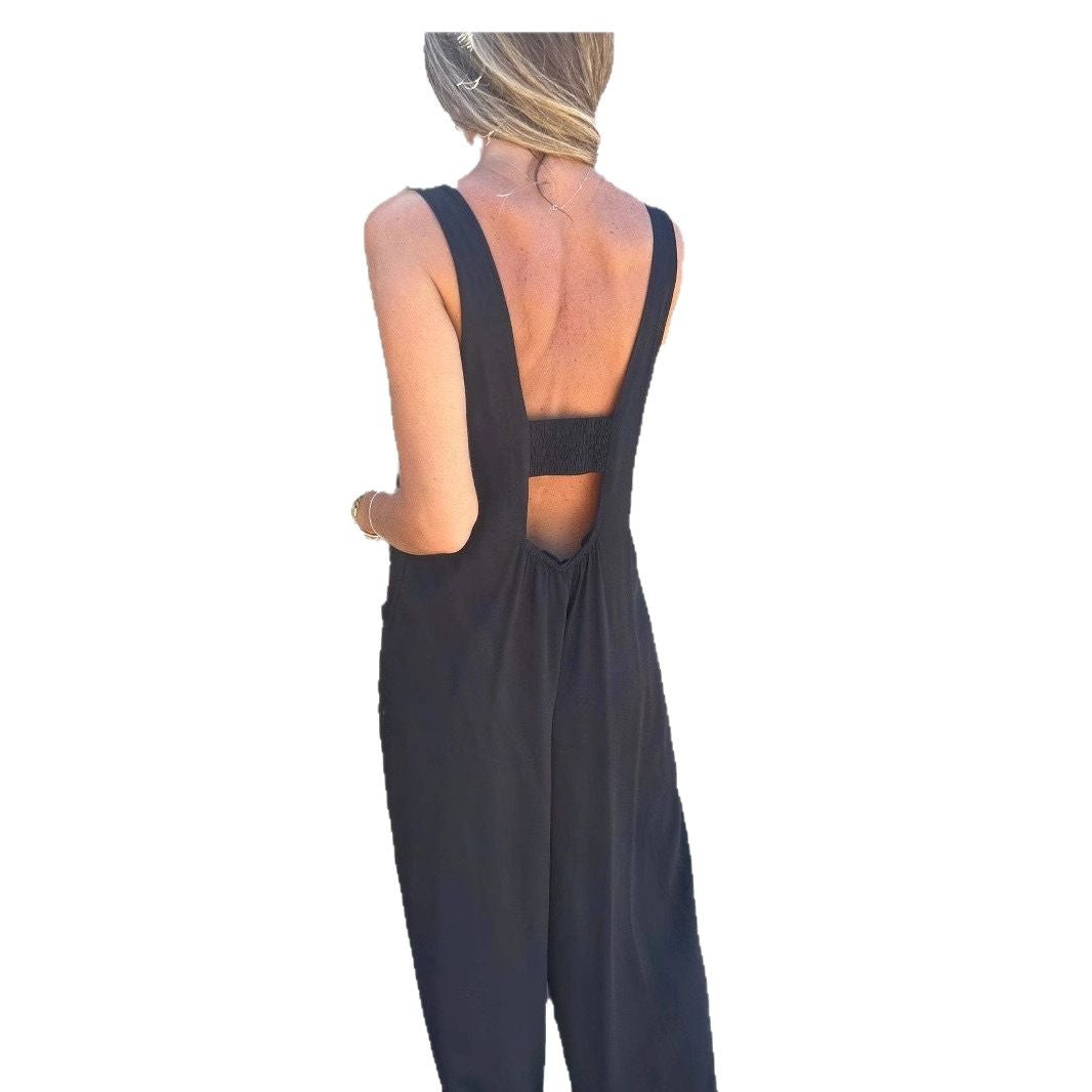 Dame Jumpsuit med vide ben og dekorative knapper Stilla