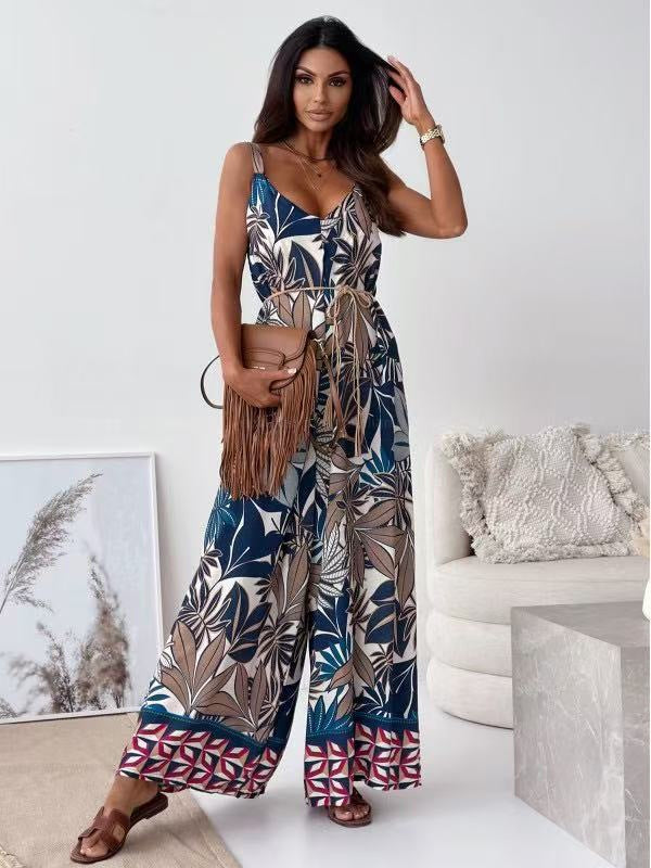 Dame slidstærk jumpsuit med bredt ben og bohemiantryk Stilla