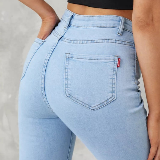 Dame High-Waist Jeans i klassisk snit med formende pasform Stilla