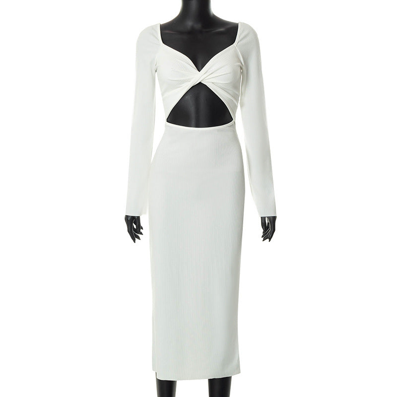 Dame Cut-Out Midi-Kjole med Knoten-Detail og figursyet Snit Stilla