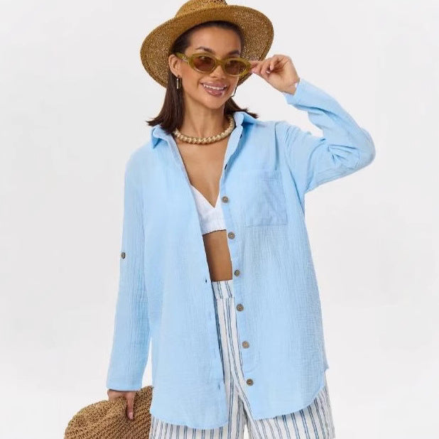 Dame afslappet sommerbluse med knapdetalje Stilla