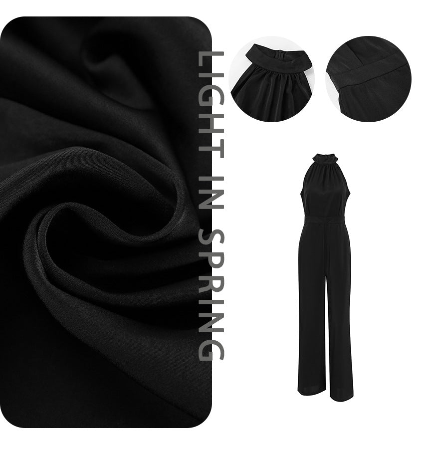 Dame Elegant Jumpsuit med svingende, højtstående design og luksuriøs satin-finish Stilla