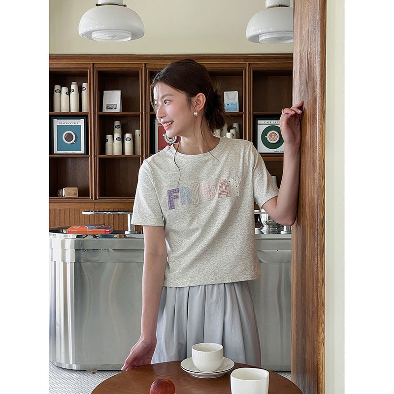 Damer afslappet T-shirt med moderne grafikker Stilla