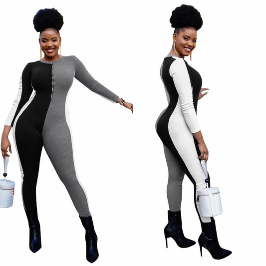 Dame Komfortabel Langærmet Jumpsuit med Lynlås Stilla