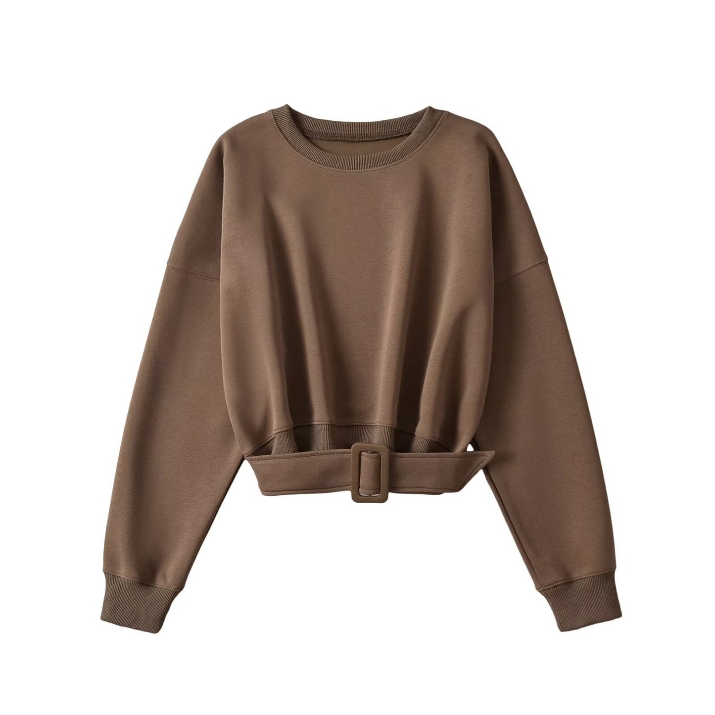Dame Cropped Sweatshirt med afslappet pasform og moderne bælte Stilla