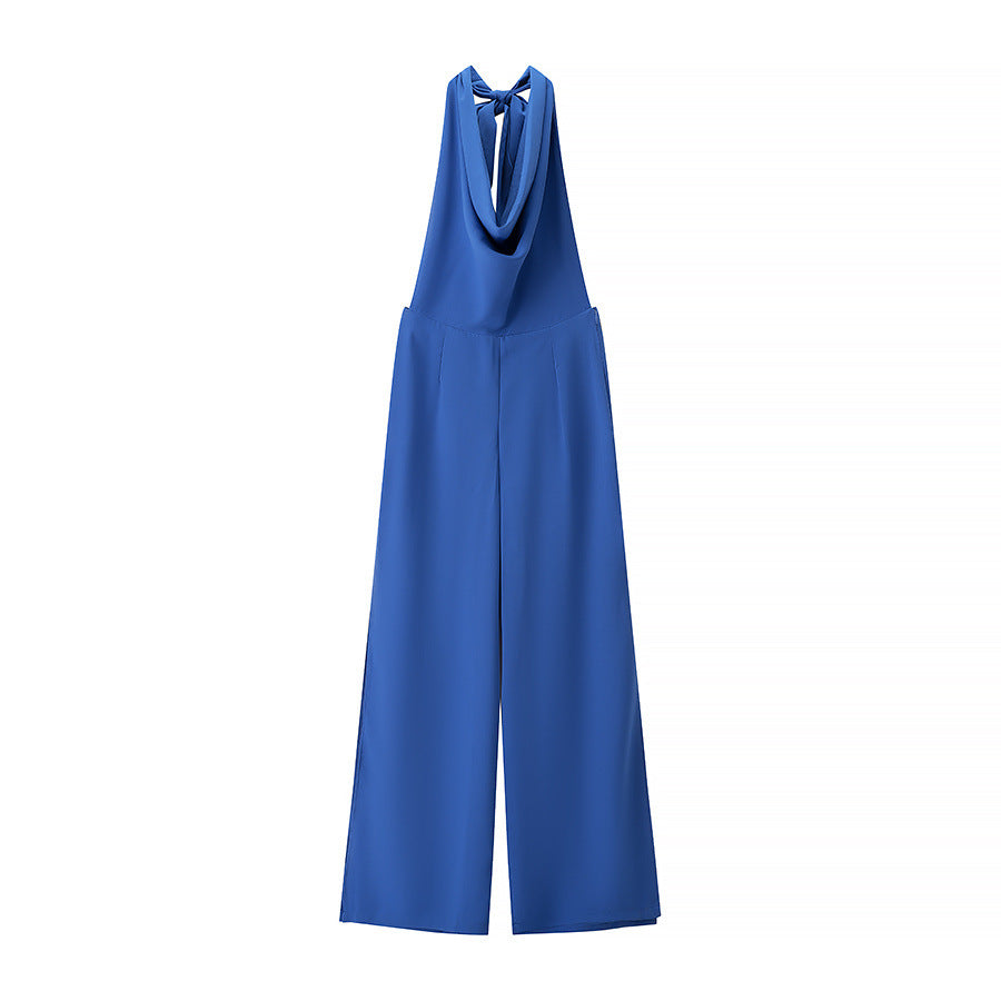 Dame elegant jumpsuit med asymmetrisk rygudskæring og bredt ben Stilla