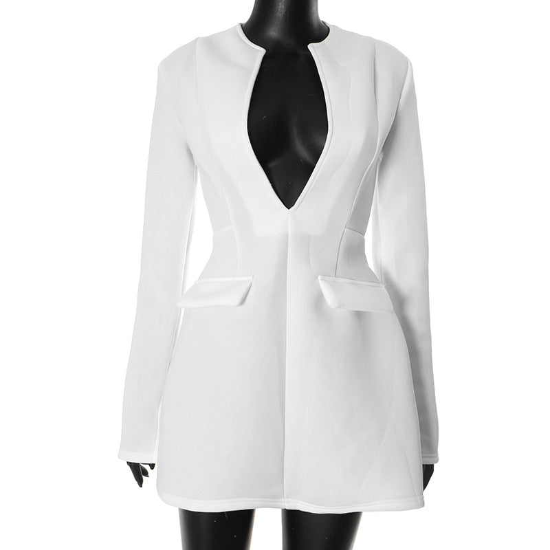 Damer Elegant Dyb V-Udskæring Blazer Kjole Stilla