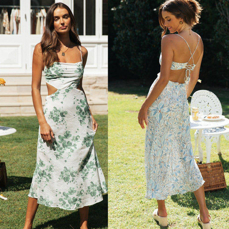 Dame Cut-Out Maxikjole med flydende silhuet og fint blomstermønster Stilla