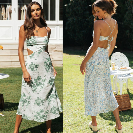 Dame Cut-Out Maxikjole med flydende silhuet og fint blomstermønster Stilla
