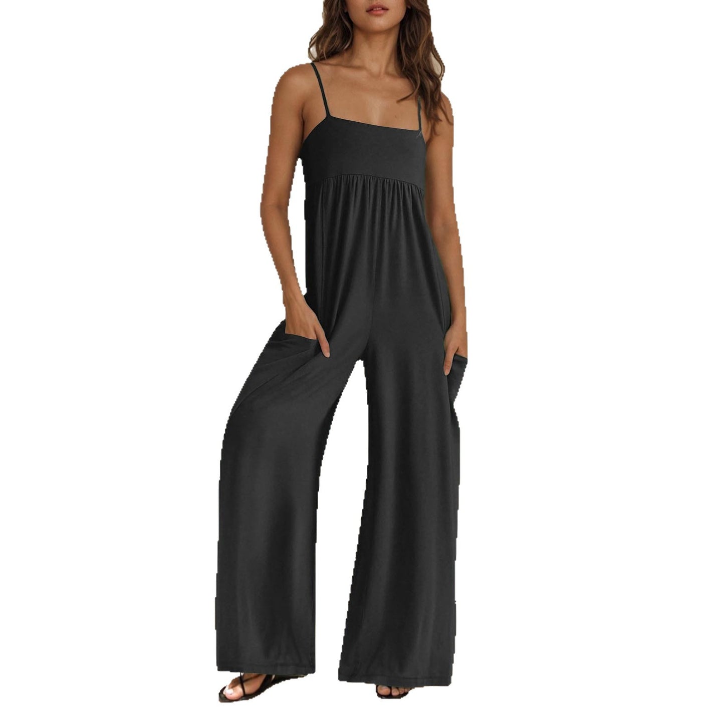 Dame elegant Jumpsuit med bred ben og praktiske lommer Stilla