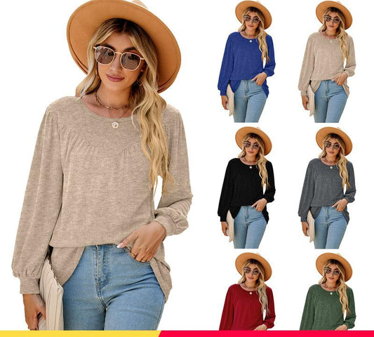 Dame afslappet langærmet skjorte med elegante detaljer Stilla