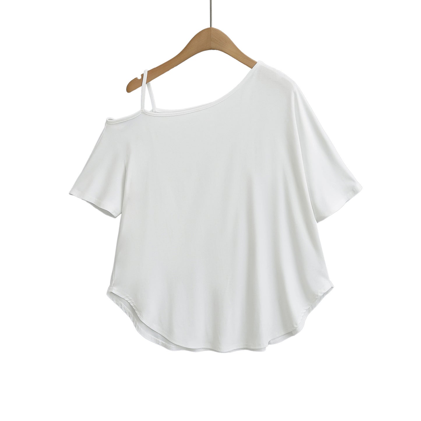 Dame elegant asymmetrisk top med specielle stropdetaljer Stilla