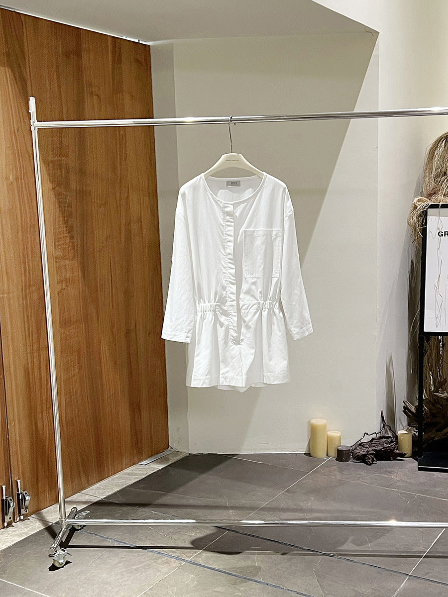 Dame afslappet skjortebluse med taljeret snit og praktisk brystlomme Stilla