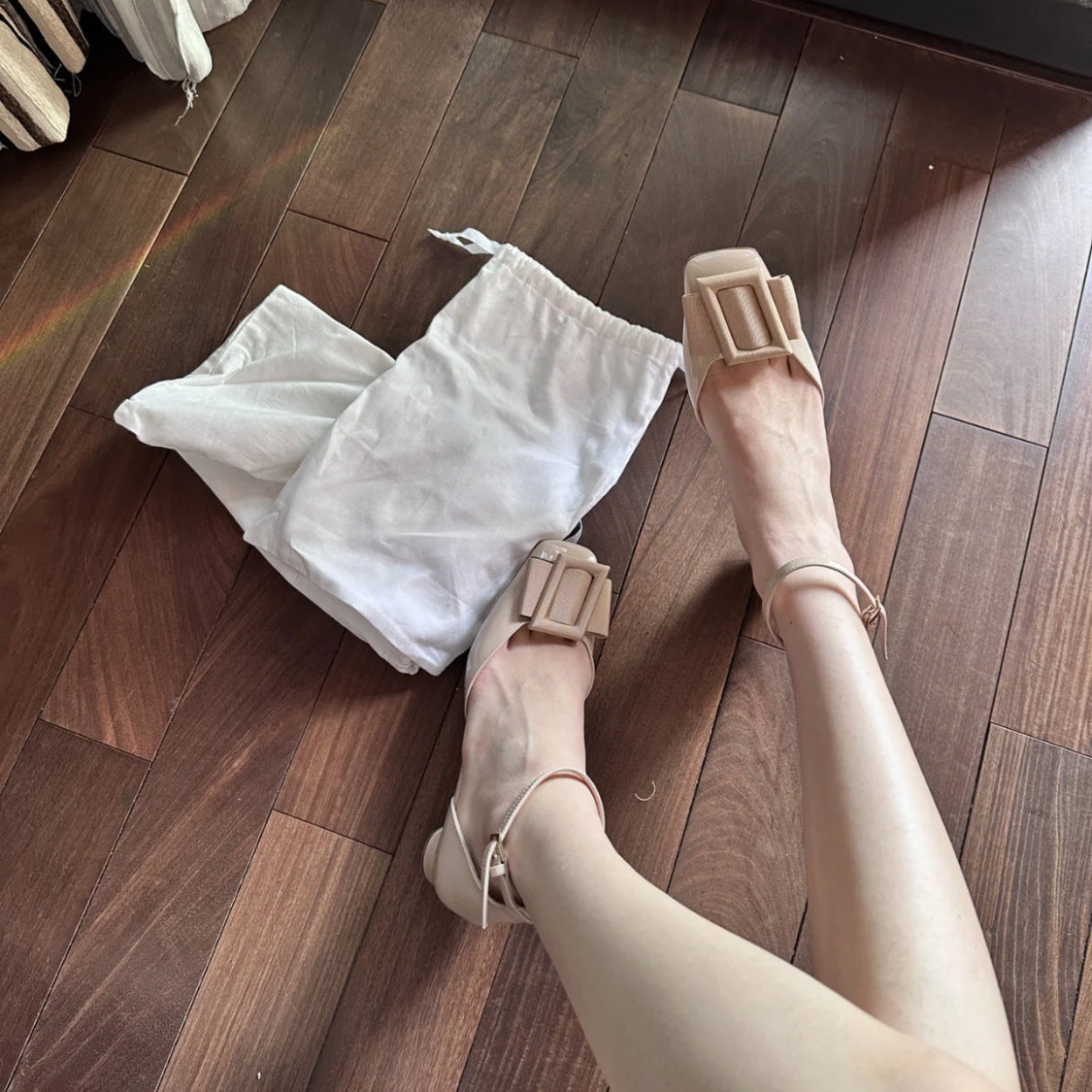 Dame Elegant Blokhæls Mary Jane Ballerinaer med Sløjfeåg Stilla