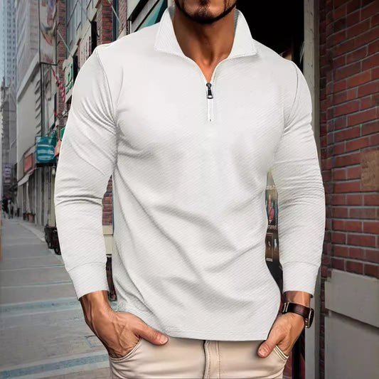 Herrer Sporty Pullover med halv lynlås og struktureret stof Stilla
