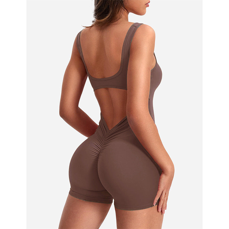 Dame Bodycon Jumpsuit med dyb rygudskæring og sporty design Stilla