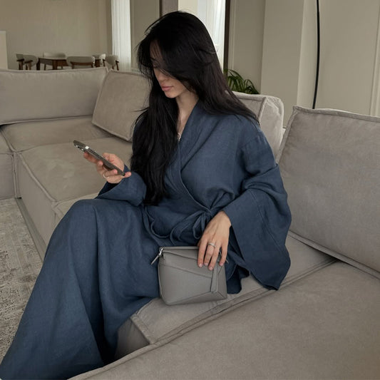 Dame Elegant Kimono-Style Jakke af let hør Stilla