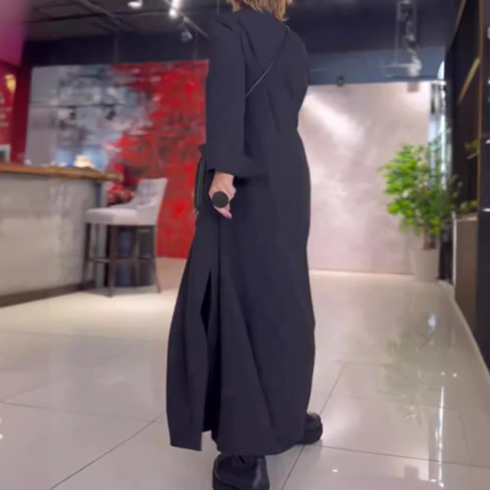 Dame afslappet skjorte-midi-kjole med sidelommer Stilla