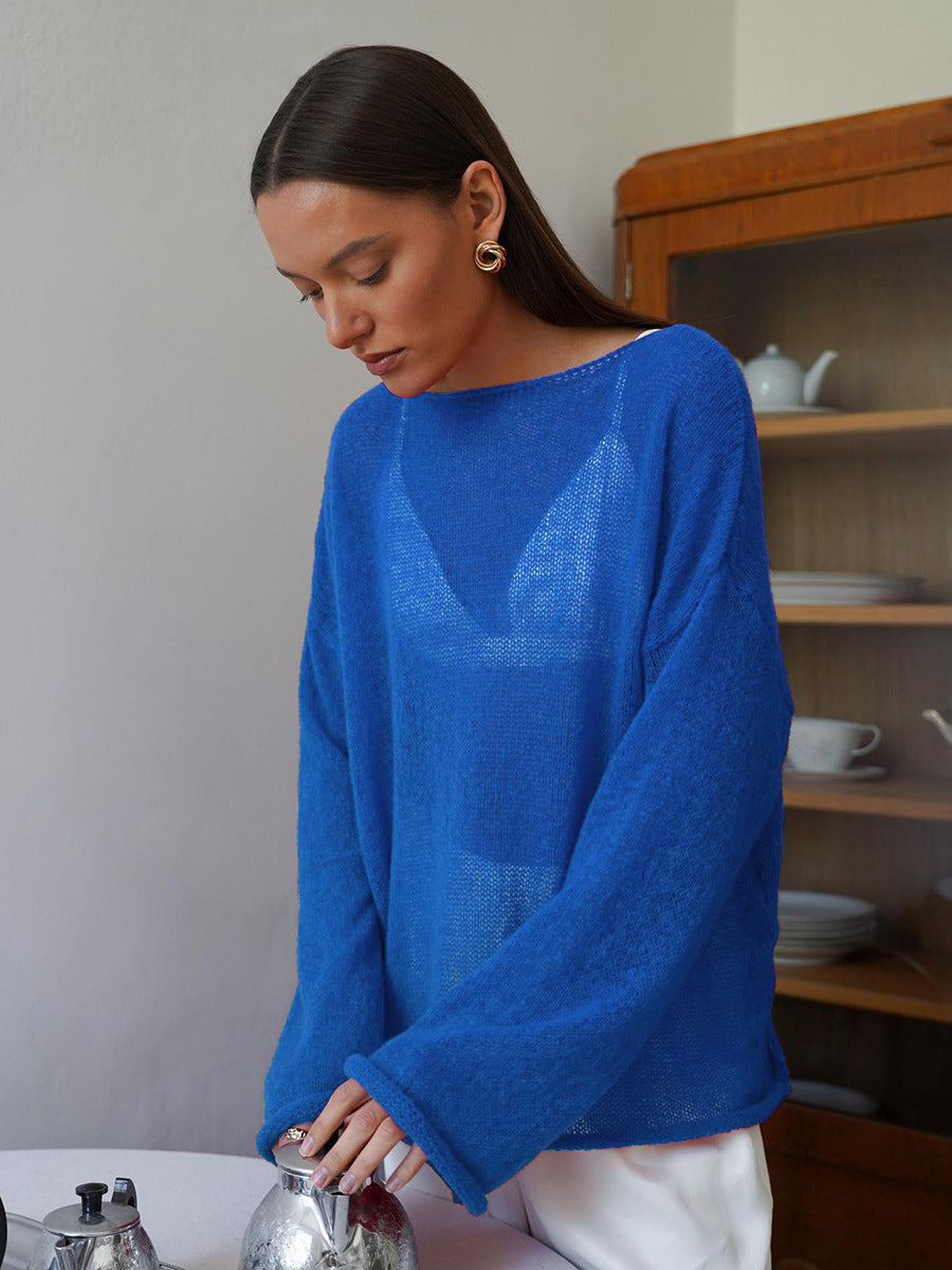 Dame afslappet longsleeve pullover i fin strik kvalitet Stilla