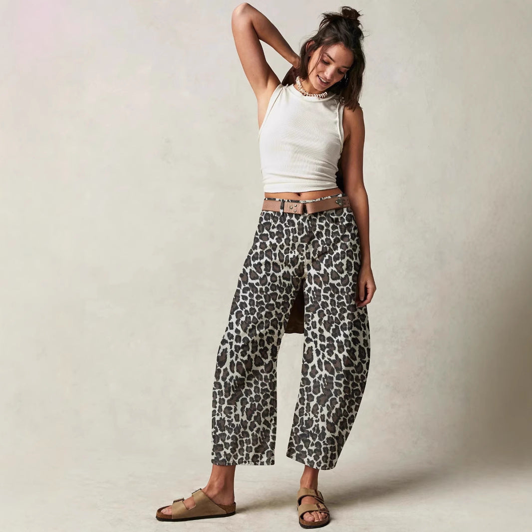 Dame Culottes i trendy leopard-design med høj talje og behagelig pasform Stilla