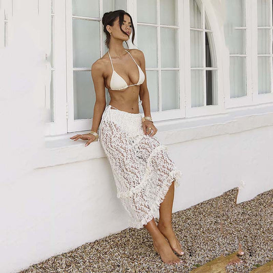 Dame Elegant Hæklet Strandnederdel Stilla