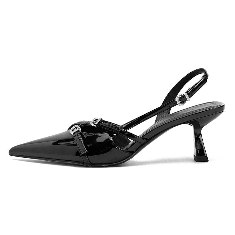 Dame Elegant Spids-Tå Slingback Pumps med Spændedetalje Stilla