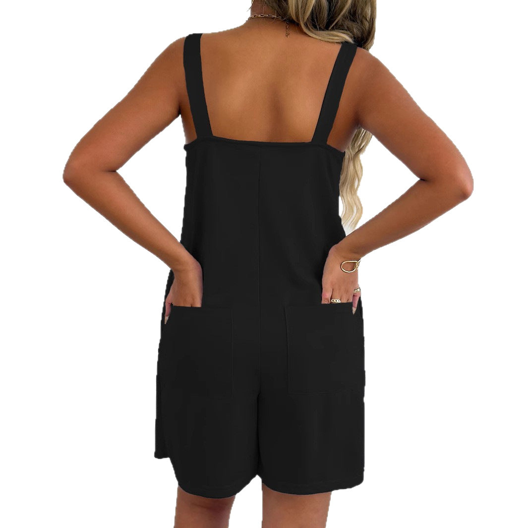 Dame Elegant Jumpsuit med åbne stropper og plissé-detalje Stilla
