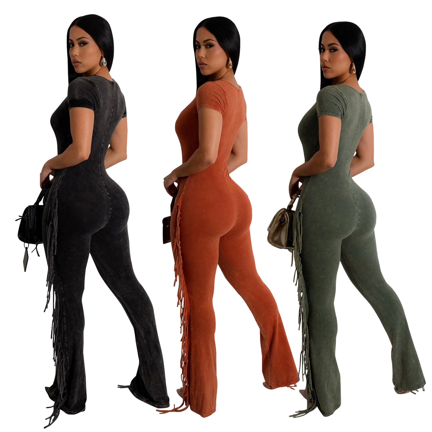 Dame Elegant Jumpsuit med frynser og tætsiddende silhuet Stilla
