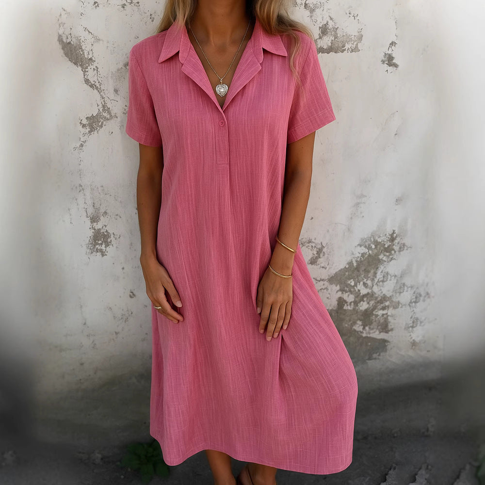 Dame afslappet skjortekjole lavet af åndbart materiale Stilla