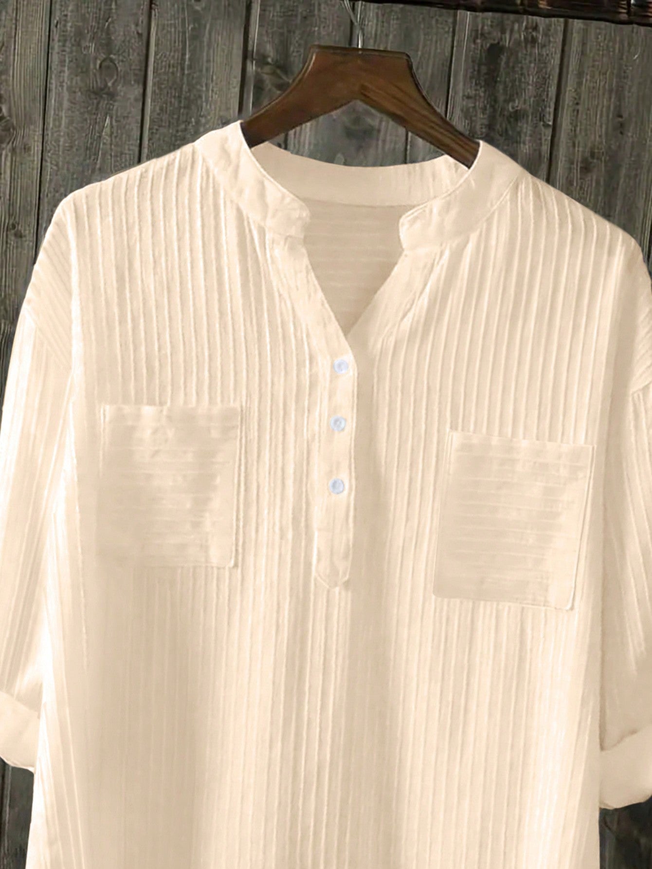 Dame afslappet skjorte med struktureret jacquard-mønster og knaplukning Stilla