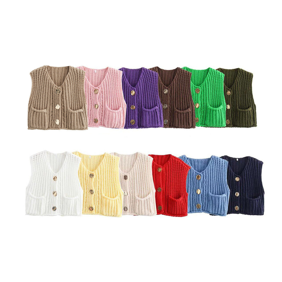 Dame strikvest med praktiske lommer og elegante knapdetaljer Stilla