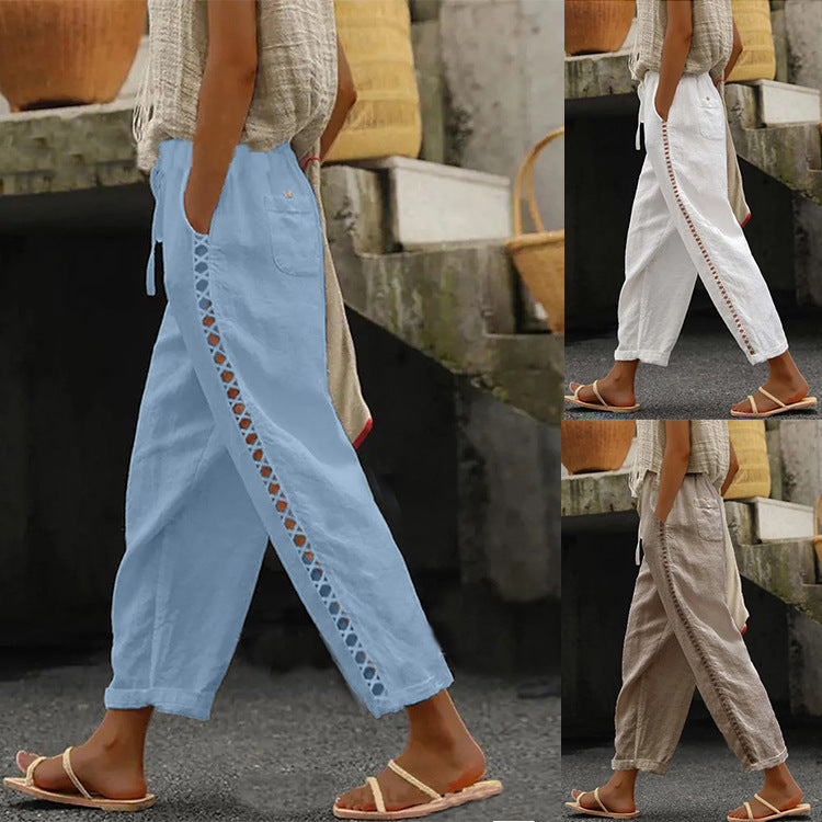 Dame Afslappede Casual Linnedbukser Stilla