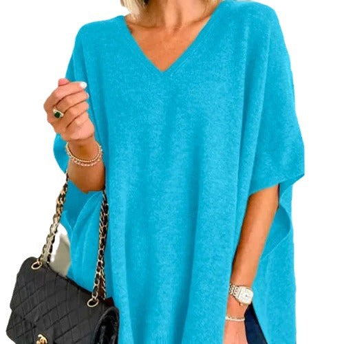 Dame Åben Forside V-Udskæring Poncho Pullover Stilla