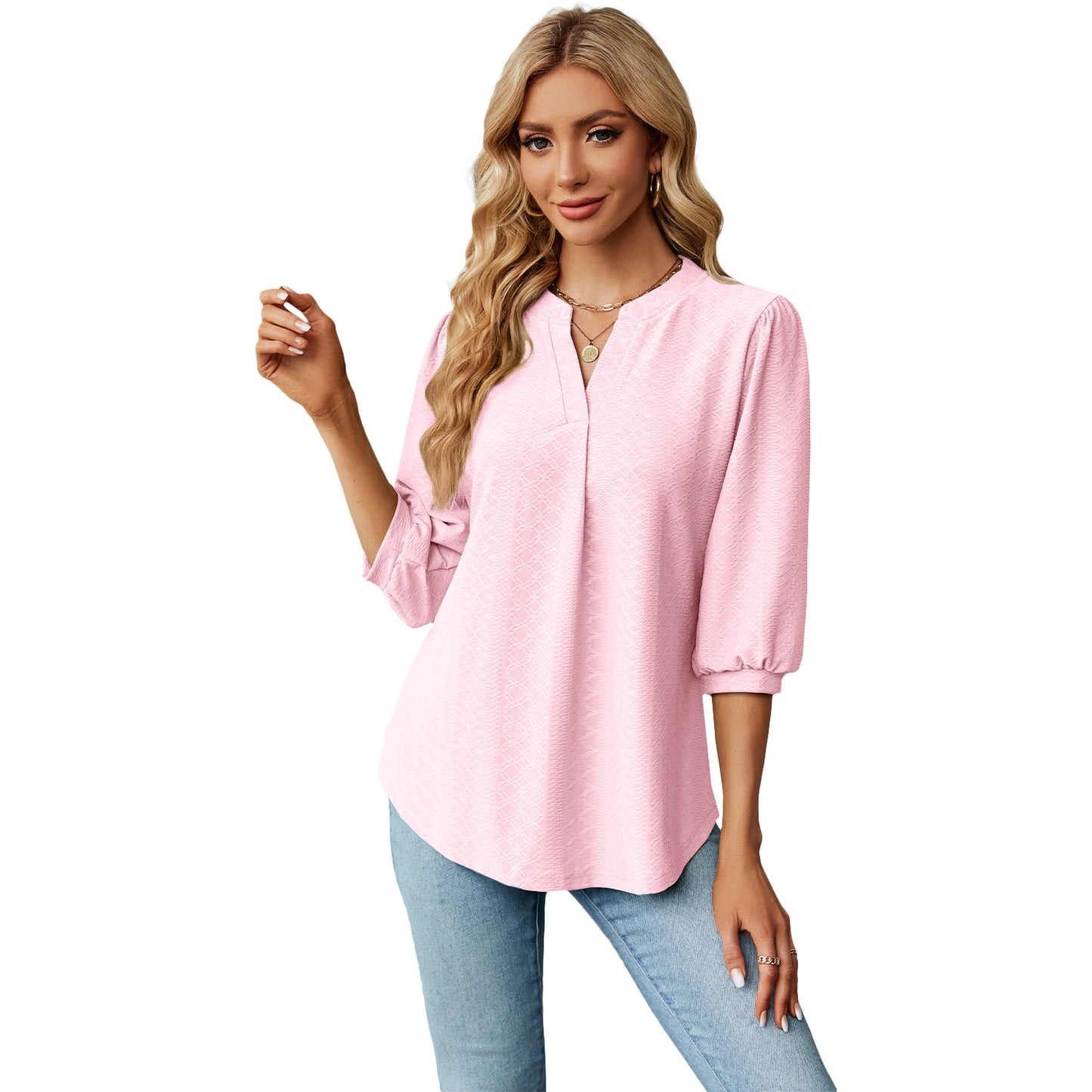 Dame elegant bluse med elegante pufærmer Stilla