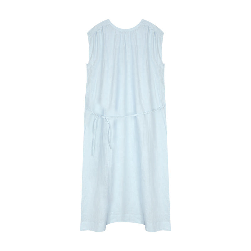 Dame afslappet maxikjole med elastisk taljebånd og justerbart bælte Stilla