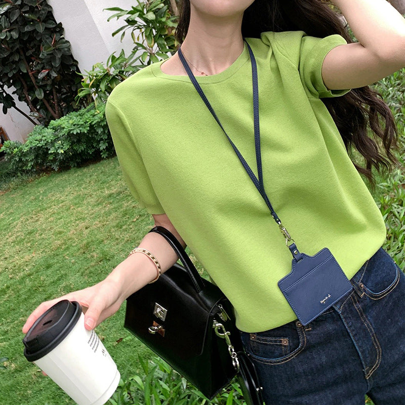 Dame afslappet bomulds overdel med minimalistisk skæring og elastisk talje Stilla