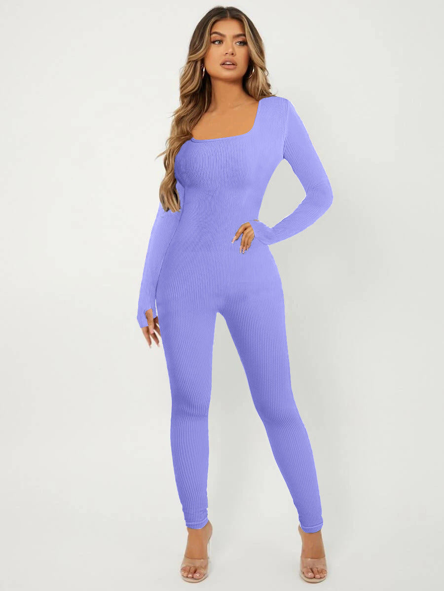 Dame jumpsuit med lange ærmer og struktureret design Stilla